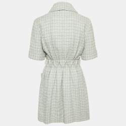 Pre Owned Chanel Blue Tweed Collared Mini Dress M
