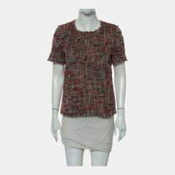 مملوكة مسبقًا Chanel Red Tweed Short Sleeve Top