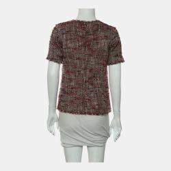مملوكة مسبقًا Chanel Red Tweed Short Sleeve Top
