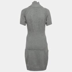 Pre Owned Chanel Grey Wool & Cashmere Midi Dress M