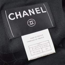 Pre Owned Chanel Emblem Coat Black Tweed FR 40