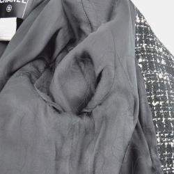 Pre Owned Chanel Emblem Coat Black Tweed FR 40