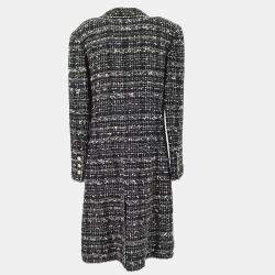 Pre Owned Chanel Emblem Coat Black Tweed FR 40
