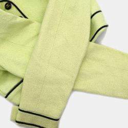 Pre Owned Chanel Single Breasted Collarless Jacket Light Green FR 36
