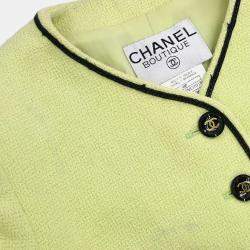 Pre Owned Chanel Single Breasted Collarless Jacket Light Green FR 36