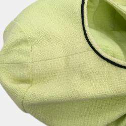 Pre Owned Chanel Single Breasted Collarless Jacket Light Green FR 36
