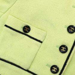Pre Owned Chanel Single Breasted Collarless Jacket Light Green FR 36