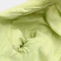 Pre Owned Chanel Single Breasted Collarless Jacket Light Green FR 36