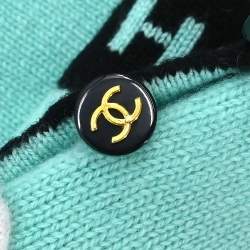 Pre Owned توب شانيلا كارديغان بأكمام قصيرة لون أخضر فاتح