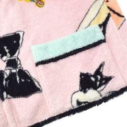 مملوكة مسبقًا Chanel #38 Bathrobe Style Icon Coat Gown Pink Black 100% Cotton