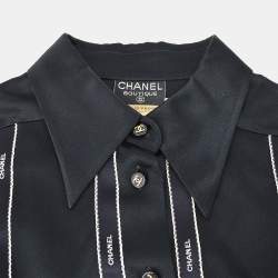 مملوكة مسبقًا قميص شانيلا بلوزة سوداء 94A مقاس 40