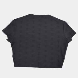 مملوكة مسبقًا تي شيرت شانيل ياقة مستديرة أكمام قصيرة مقاس 40 أسود