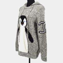 مملوكة مسبقًا Chanel 07A #42 Penguin-motif Knitted Hoodie Gray
