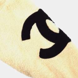 مملوكة مسبقًا توب شانيل ياقة دائرية أكمام طويلة أوف وايت أسود