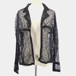 Pre Owned Chanel 94C #38 Long Sleeve Lace Cardigan Black