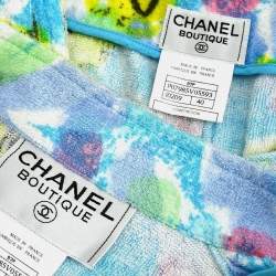 Pre Owned سترة بلا أكمام وتنورة جاكيت شانيل أزرق 97P مقاس 40