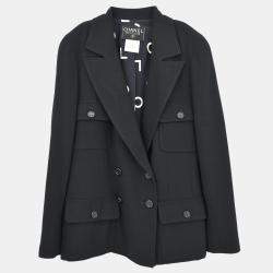Pre Owned Chanel Double Breasted Jacket Black F 38