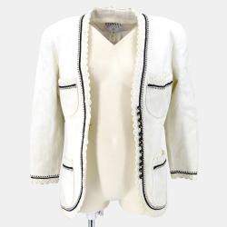 Pre Owned Chanel Collarless Jacket White F 36