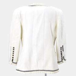 Pre Owned Chanel Collarless Jacket White F 36
