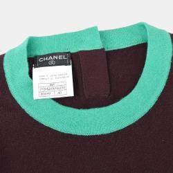 Pre Owned Chanel 95A #40 Ensemble Cardigan Top Brown Green Cashmere
