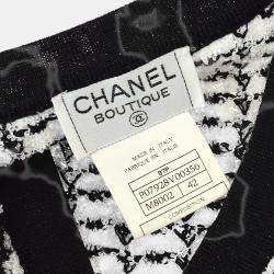 مملوكة مسبقًا فيست شانيال بلا أكمام توب سويتر أبيض أسود IT 42