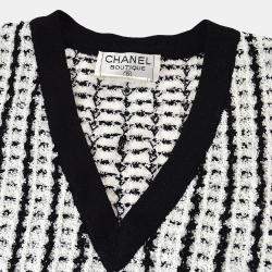 مملوكة مسبقًا فيست شانيال بلا أكمام توب سويتر أبيض أسود IT 42