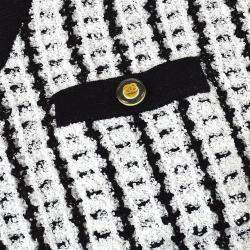 مملوكة مسبقًا فيست شانيال بلا أكمام توب سويتر أبيض أسود IT 42