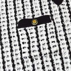 مملوكة مسبقًا فيست شانيال بلا أكمام توب سويتر أبيض أسود IT 42