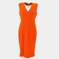 Pre Owned Chanel Setup Suit Jacket Dress Orange Size M