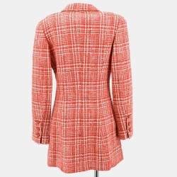 Pre Owned جاكيت شانيل 97P كم طويل تويد أحمر مقاس 36
