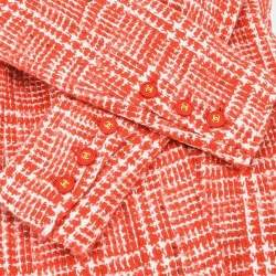 Pre Owned جاكيت شانيل 97P كم طويل تويد أحمر مقاس 36