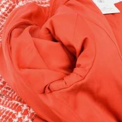 Pre Owned جاكيت شانيل 97P كم طويل تويد أحمر مقاس 36