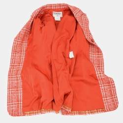 Pre Owned جاكيت شانيل 97P كم طويل تويد أحمر مقاس 36