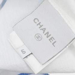 Pre Owned قميص شانيل سبورتس لاين بأكمام قصيرة بلوزة توب أبيض IT مقاس 40