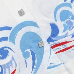 Pre Owned قميص شانيل سبورتس لاين بأكمام قصيرة بلوزة توب أبيض IT مقاس 40