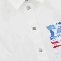 Pre Owned قميص شانيل سبورتس لاين بأكمام قصيرة بلوزة توب أبيض IT مقاس 40