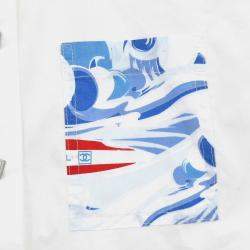 Pre Owned قميص شانيل سبورتس لاين بأكمام قصيرة بلوزة توب أبيض IT مقاس 40