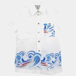 Pre Owned قميص شانيل سبورتس لاين بأكمام قصيرة بلوزة توب أبيض IT مقاس 40