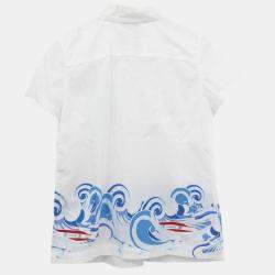 Pre Owned قميص شانيل سبورتس لاين بأكمام قصيرة بلوزة توب أبيض IT مقاس 40