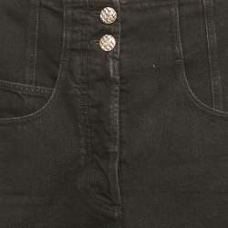 Pre Owned Chanel Black Denim Sheer Overlay Wide Leg Jeans S/Waist 24"