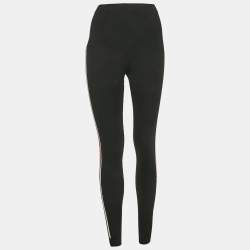 مملوكة مسبقًا Chanel Black Contrast Trim Rib Knit Leggings M