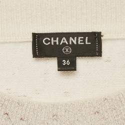مملوكة مسبقًا Chanel Beige Logo Intarsia Lurex Knit Sweatshirt S