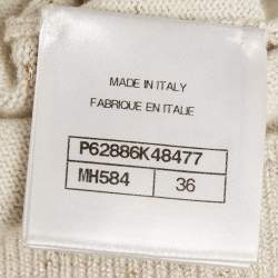 مملوكة مسبقًا Chanel Beige Logo Intarsia Lurex Knit Sweatshirt S