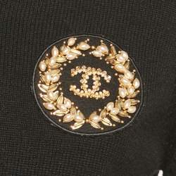 Pre Owned سويتر شانيل كشمير تريكو مزخرف أسود مقاس متوسط (ميديم)