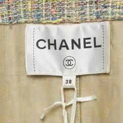 Pre Owned جاكيت شانيل بأكمام قصيرة تويد متعدد الألوان مقاس وسط (ميديم)