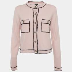 مملوكة مسبقًا Chanel Pink Cashmere Knit Button Detail Cardigan M