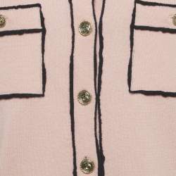 Pre Owned Chanel Pink Cashmere Knit Button Detail Cardigan M