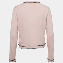 Pre Owned Chanel Pink Cashmere Knit Button Detail Cardigan M