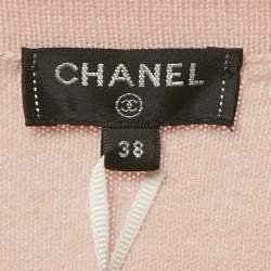 Pre Owned Chanel Pink Cashmere Knit Button Detail Cardigan M