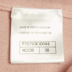 Pre Owned Chanel Pink Cashmere Knit Button Detail Cardigan M